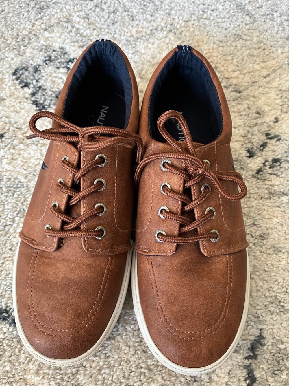Nautica Boys Brown Lace-Up Dress Sneakers